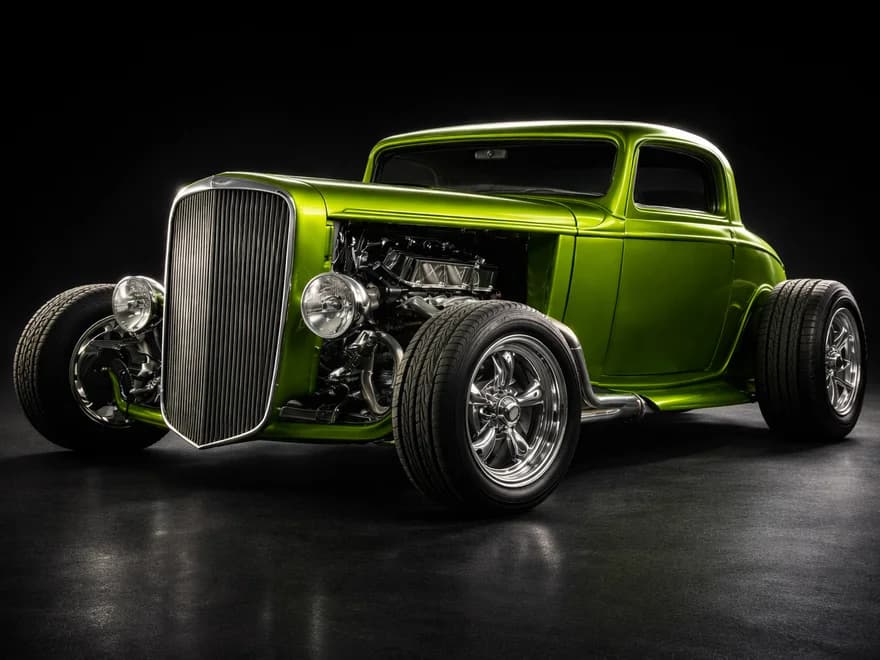 Venom Green — 1932 Ford 3-Window Coupe Hot Rod detail 2 by BCAutowerx